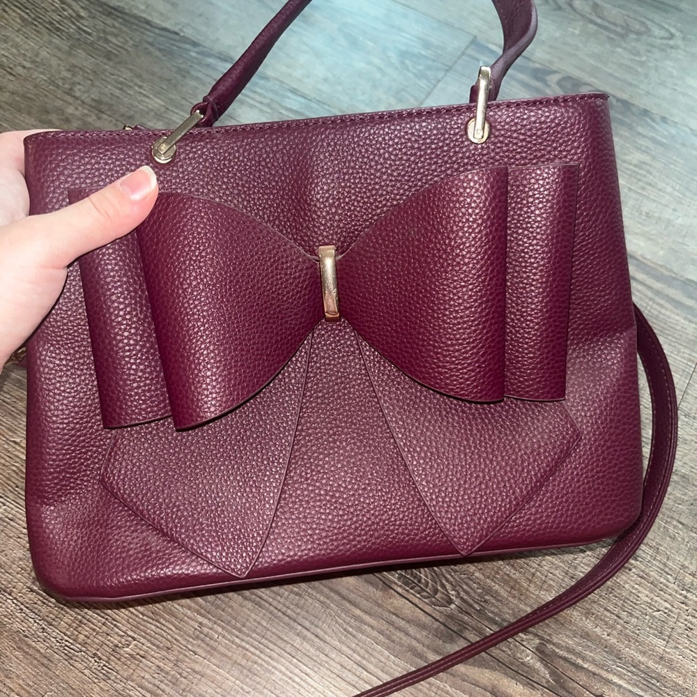 Elegant Burgundy Bow Handbag